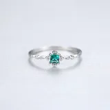 18K White Gold Semi Paved Moissanite Solitaire Princess Cut Emerald Gemstone Rings