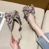 Women Boho Bohemia Flower Bow Tie Closed Toe Leisure Beach Sandalias