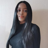 Women Synthetic Black Long Color Straight Hair Wigs Middle Parting Wig