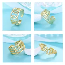Silver Gold Zircon SHU Five Women Rings Jewelry Inlaid Diamond Adjustable Size Women Ring