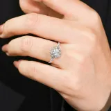 Silver Zircon Petard Jewelry Hollow Inlaid Diamond Adjustable Size Women Ring
