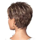 Women Synthetic Pretty Short Light Golden Fluffy Nature Hair Wigs Cut Full Wig
