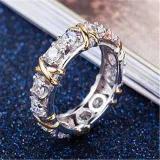 Silver Zircon Tire Fashion Jewelry Hollow Inlaid Diamond Women Ring