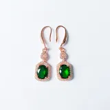Emerald Clover Pendant Chain Jewelry Necklaces Women Rings Jewelry Sets