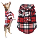 Pet Small Dog Lattice Short Sleeve Shirt Puppy Cloth