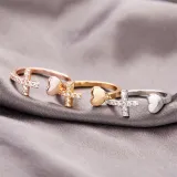 Silver Full Diamond Cross Shape Opening Women Ring For Women Girls Gifts