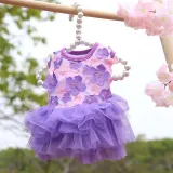 Pet Small Dog Poodle Sequin Mesh Laced Dress Puppy Cloth