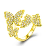 Silver Zircon Butterfly Fashion Jewelry Inlaid Diamond Adjustable Size Women Ring