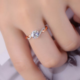 Silver Zircon Twisted Arm Four Claw Women Ring Jewelry Inlaid Diamond Adjustable Size Women Ring