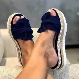 Women Bowknot Slippers Casual Beach Muffin Slip On Platform Sandals