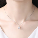Sterling Silver Radiant Cut Diamond Pendant Necklace