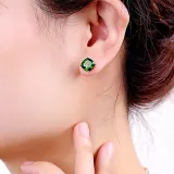 Emerald Cube Pendant Chain Jewelry Necklaces Women Rings Jewelry Sets
