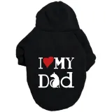 Pet Dog Hoodie Pure Color Clothes I Love My Dad Slogan Warm Sweater