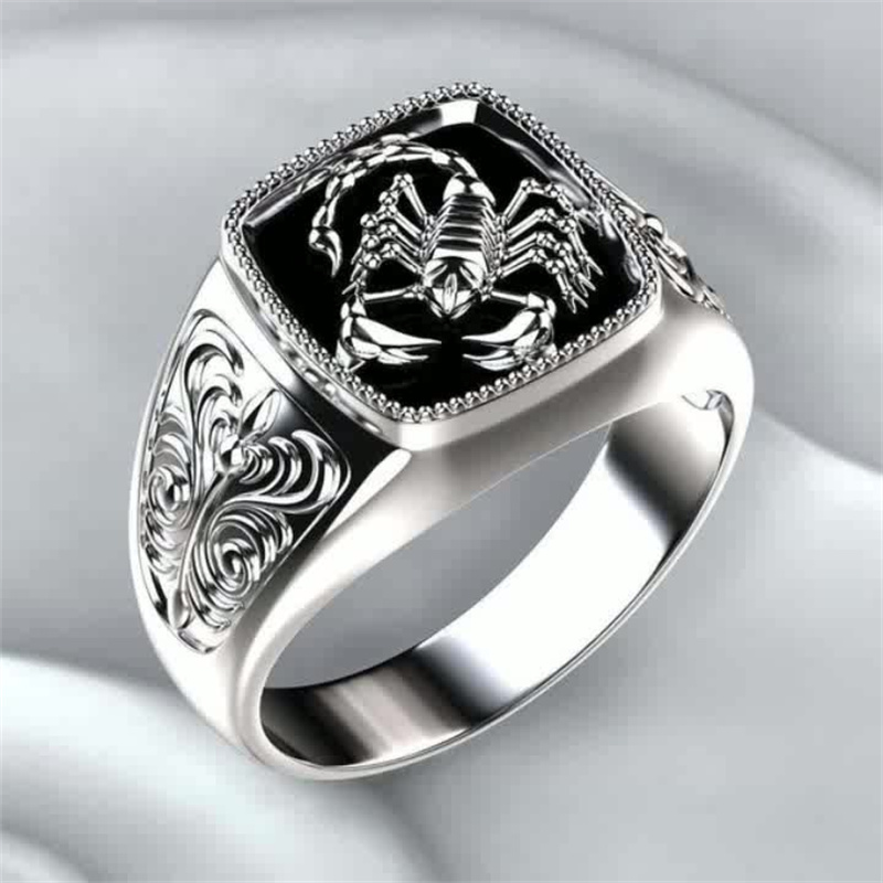 Men Silver Scorpion Fashion Jewelry Inlaid Women Ring