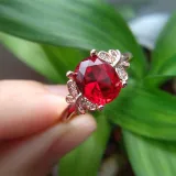 Rose Gold Dragonfly Red Zircon Fashion Jewelry Inlaid Diamond Adjustable Size Women Ring
