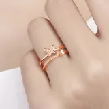 Golden Zircon Butterfly Fashion Jewelry Inlaid Diamond Adjustable Size Women Ring