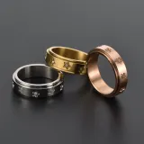 Silver Zircon Stars Fashion Jewelry Inlaid Diamond Rotation Women Ring
