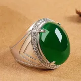 Jade Fashion Jewelry Inlaid Diamond Adjustable Size Women Ring
