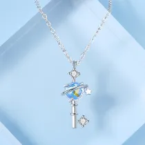 Sterling Silver Key Gemstone Necklaces Pendant Necklace
