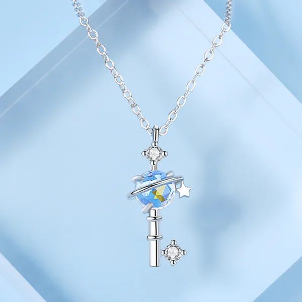 Sterling Silver Key Gemstone Necklaces Pendant Necklace