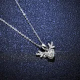 Sterling Silver Elk Antlers Moissanite Diamond Pendant Necklace