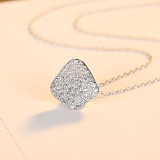 Sterling Silver Pear Cut Pave Zirconia Pendant Necklace