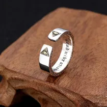 Men Silver Zircon Eye Of God Fashion Jewelry Inlaid Diamond Adjustable Size Women Ring