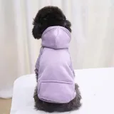 Pet Small Dog Solid Color Hooded Sweatshirt with Pocket Puppy Cloth
