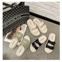 Women Comfort Slides Double Buckle Flat Sandals Slippers