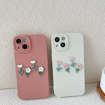 3D Tulip Pure Color Drop Proof Phone Case for iPhone13 12 11 Pro Max