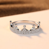 Sterling Silver Crown Shaped Pave Zirconia Rings