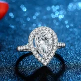 Silver Zircon Water Drop Fashion Jewelry Inlaid Diamond Women Ring