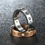 Golden Silver Zircon Roman Numerals Fashion Jewelry Inlaid Diamond Women Ring