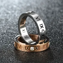 Golden Silver Zircon Roman Numerals Fashion Jewelry Inlaid Diamond Women Ring