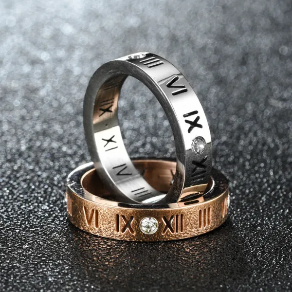 Golden Silver Zircon Roman Numerals Fashion Jewelry Inlaid Diamond Women Ring