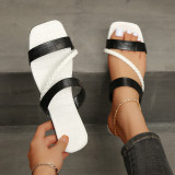Women Slide Sandal Shoes Weaving Flat Slipper