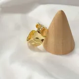 Silver Ring Ins Irregular Concave And ConvexFace Wide Face Simple Female Ring Gold Plated Silver Ring