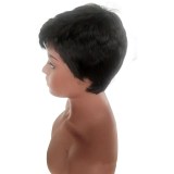 Women Synthetic Black Pretty Short Light Golden Fluffy Nature Hair Wigs Cut Full Wig