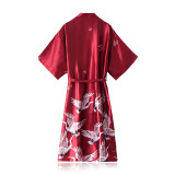 Women 4 Pieces Satin Silk Sleepwear Sleep Dress and Rove Pajamas Set