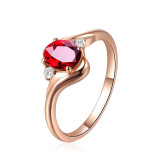 Rose Red Zircon Fashion Jewelry Inlaid Diamond Adjustable Size Women Ring
