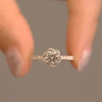 Moissanite Ring Sterling Silver Couple Proposal Wedding Ring