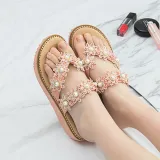 Beach Rhinestone Flowers Flat-Bottom Flip-Flops Sandal Slipper
