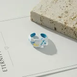 Vintage Irregular Colorful Glaze Pearl Finger Rings Personalized Hand Painted Enamel Open Ring Party Gift