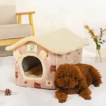 Semi Enclosed Washable Warm Dog Kennel Bed Pet House