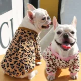 Pet Small Dog Leopard Print Coral Fleece Keep Warm Winter Cloth
