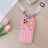 Cartoon Unicorn Decompression Silicone Drop Proof Phone Case for iPhone13 12 11 Pro Max