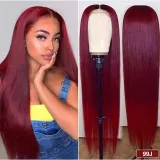 Women Synthetic Black Long Color Straight Hair Wigs Middle Parting Wig