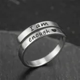 Golden Zircon I Am Enough Fashion Jewelry Inlaid Diamond Adjustable Size Women Ring