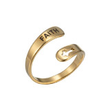 FAITH Fashion Jewelry Inlaid Diamond Adjustable Size Women Ring