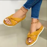 Fabric Bow Knot Platform Sandals Slip On Open Toe Slippers